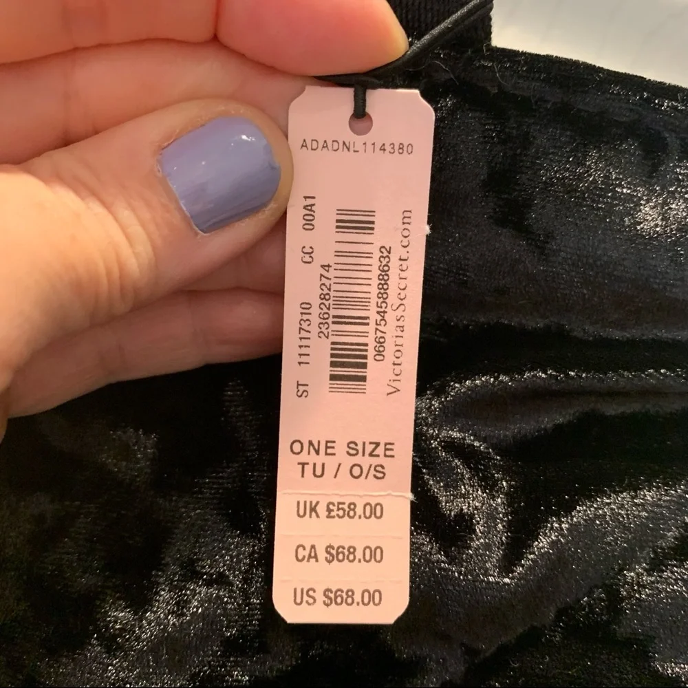 NWT Victoria's Secret Black Crushed Velvet Tote Bag - Picture 2 of 7